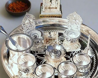 Pooja Thali Set, Lakshmi Ganesh Temple, House Warming Gift.