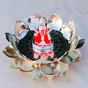 German Silver Lotus petal stand / Singhasan for Ganesh / laxmi idol