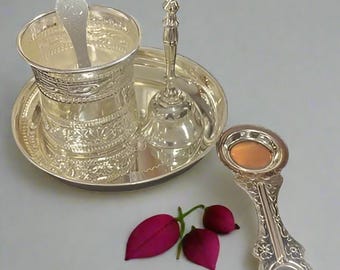 German Silver Pooja Thali Set for housewarming pooja