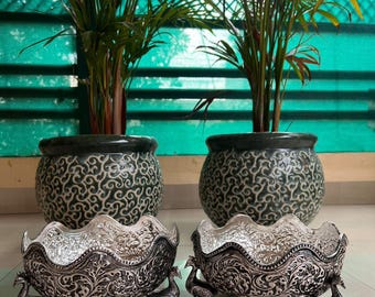 Antiek afgewerkte Duits zilveren urlikom – Traditioneel poejavat, woondecoratie