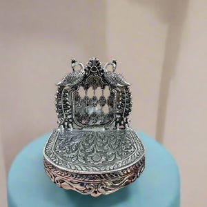 silver plated small size singhasan for temple