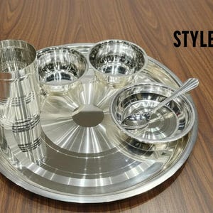 German Silver Pooja Thali Set – Antique Finish Dinnerware for Festivals style 2