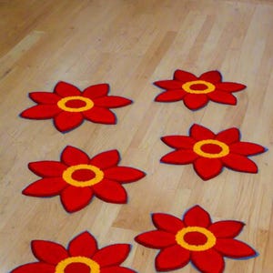 Flower Rangoli Mats - Diwali Decor - Set of 6 Feather Yarn Mandala - 12&quot;
