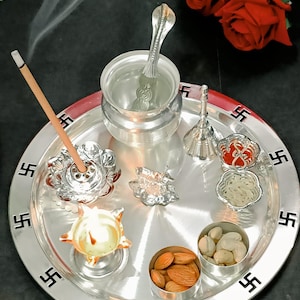 German Silver Pooja Set for Housewarming/Diwali Pooja