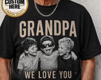 Camiseta personalizada para abuelo con foto, camiseta personalizada para abuelo con los nombres de los nietos, camiseta "Te queremos, abuelo", regalo para abuelo