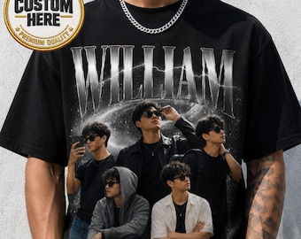 Camiseta personalizada con foto y nombre, camiseta con foto personalizada con nombre personalizado, camiseta con estampado vintage, regalo de cumpleaños, camiseta con foto conmemorativa