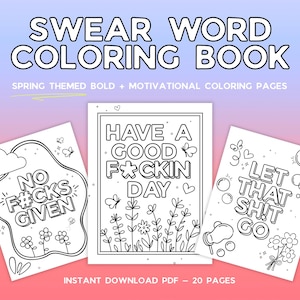 Swear Words Adult Coloring Pages, Bold Swear Word Coloring Pages, Coloring Book for Adults, Coping Strategies, Curse Words
