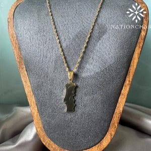 Bedel kaart omtrek van Portugal • Vergulde roestvrijstalen bedel • Bedel kaart omtrek Portugal • Bedel ketting cadeau