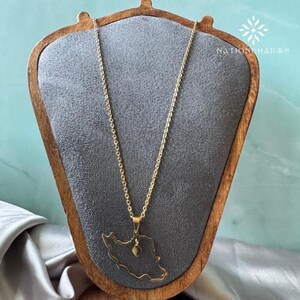 Iran Map Outline Charm • Stainless Steel Gold Plated Charm • Iran Map With Heart Charm • Gift Necklace Charm