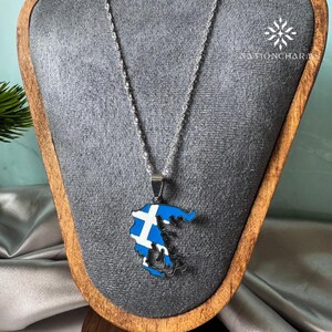 Griechenland Karte Umriss Charme • Edelstahl vergoldet Charme • Griechenland Flagge Charme • Geschenk Halskette Charme • Landkarte Charms