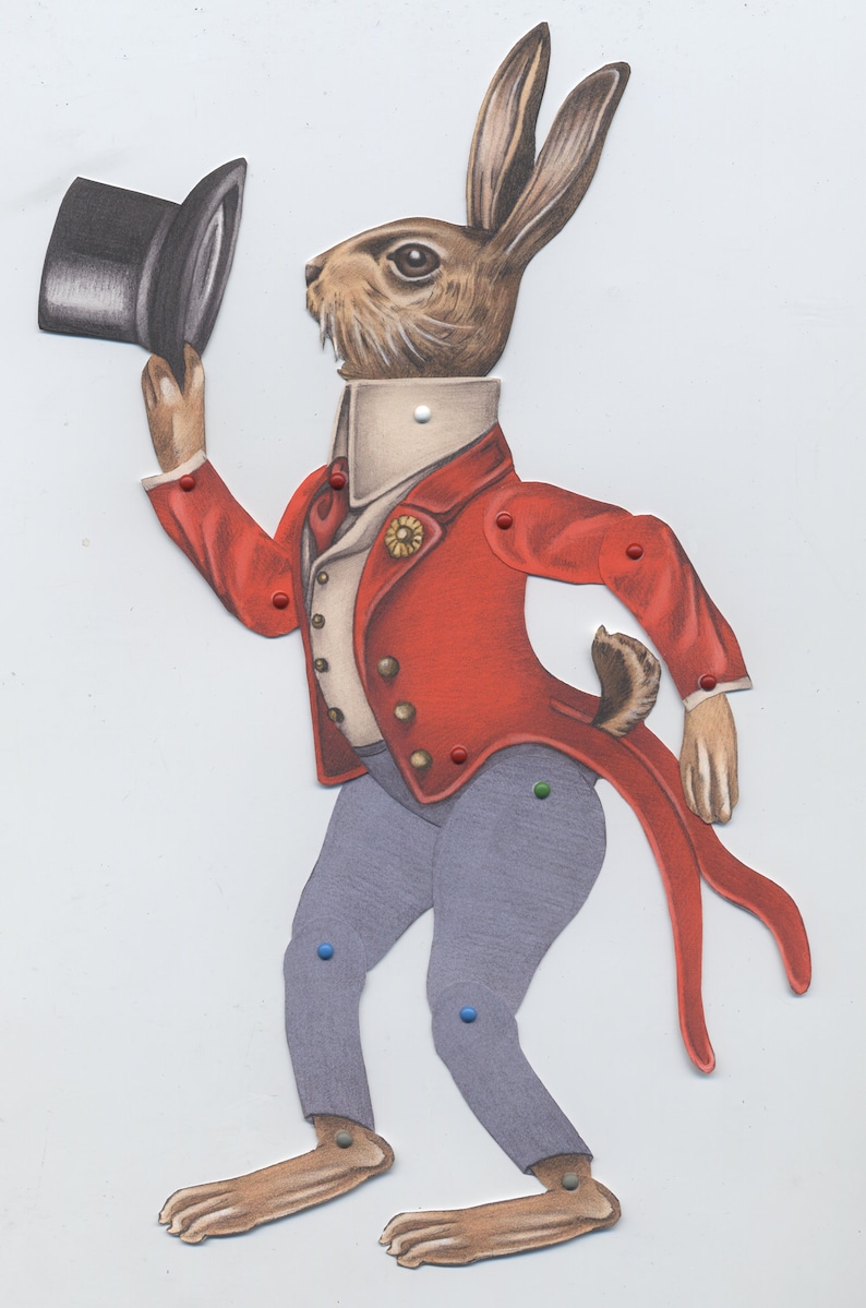 Alfred the Easter Bunny downloadable paper puppet image 1