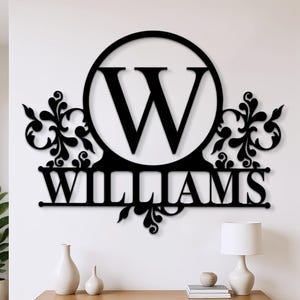 Personalized Family Name Metal Sign, Last Name Sign, Initial, Metal Monogram, Door Hanger, Housewarming Gift, Wedding Monogram, Anniversary