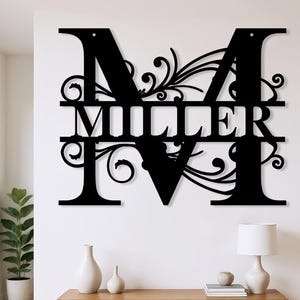 Custom Family Name Metal Sign,Initial Letter Monogram Wall Decor,Last Name Sign,Metal Monogram Sign,Wedding Gift for Couple,Housewarming