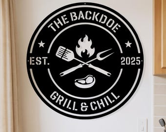Personalized BBQ Grill Sign: Custom Metal Barbecue Wall Art for Outdoor, Metal Grilling Gift