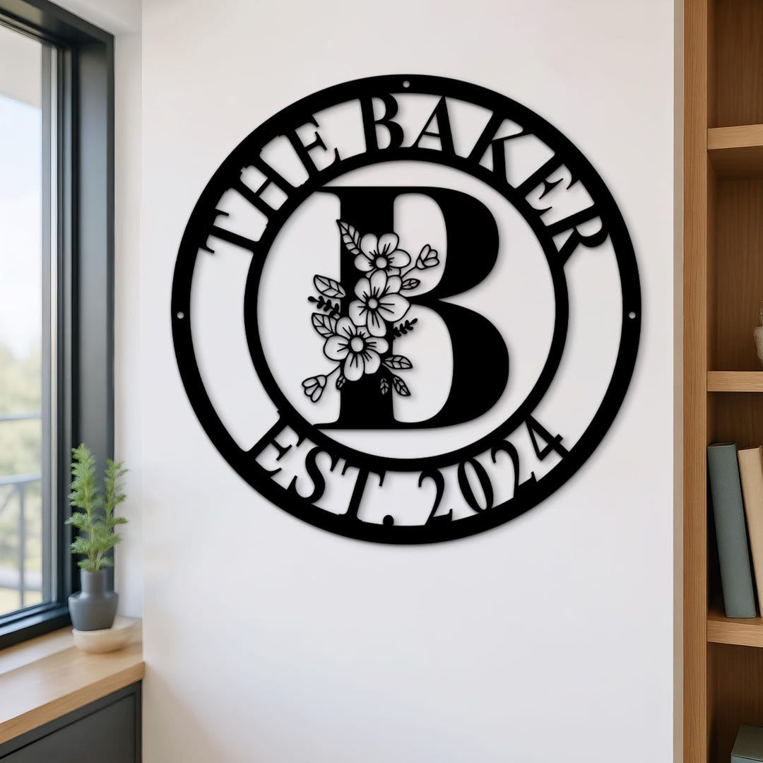 Personalized Metal Monogram Sign, Custom Family Name Metal Sign ...