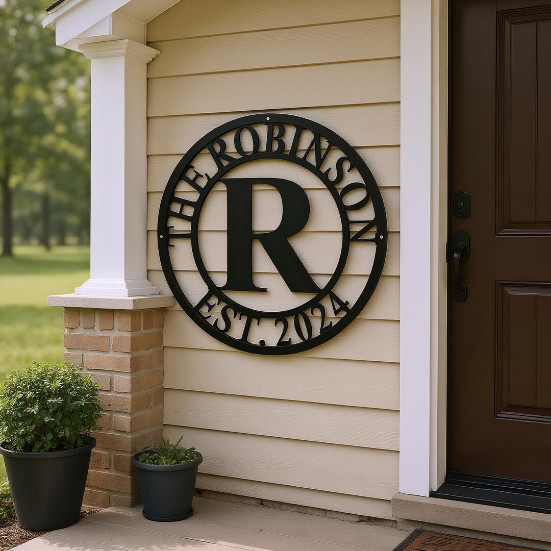 Personalized Family Name Metal Sign, Custom Metal Monogram Sign, Last ...