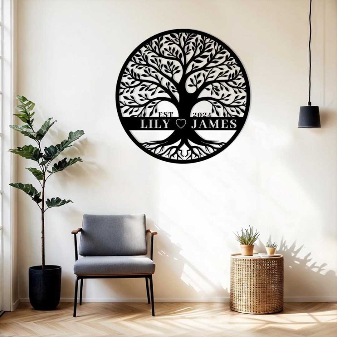 Personalized Family Tree Metal Sign , Tree of Life Wall Art , Family ...