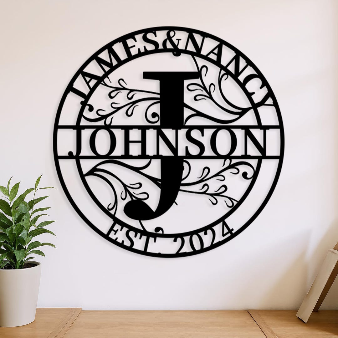 Custom Family Name Metal Sign, Personalized Metal Monogram Sign, Last ...