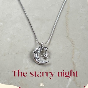 Starry Night Necklace | Moon and Star Pendant Necklace | Dainty Moon & Star Necklace | Celestial Crescent Moon Necklace