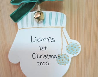 Personalised Baby's First Christmas Clay Tree Decoration, New Baby Christmas Gift, Xmas, Noel
