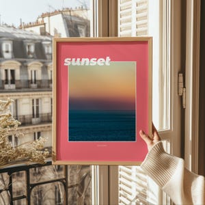 Artistic poster, Kisses Collection - Sunset, colorful and fun art print for a decor with a bit of pep.