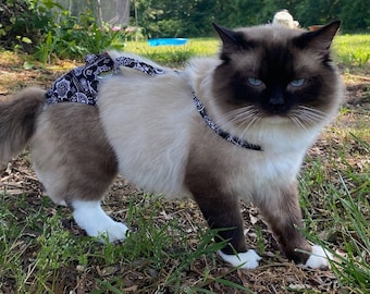 OVERALLS Cat Diapers Stud Pants with STRAPS for Incontinence or Sprayers in Male Toms and Female Cats Unisex 4 Sizes