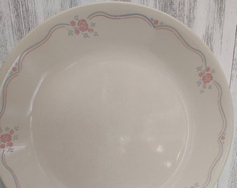 CORELLE 8 Piece Set CORNINGWARE 10 inch Dinner Plate Dish Peachy Pink Floral Pattern