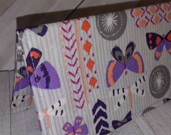 BUTTERFLY Print Checkbook Cover Debit Card Registry Coupon Holder Clutch Purse Billfold Ready-Made