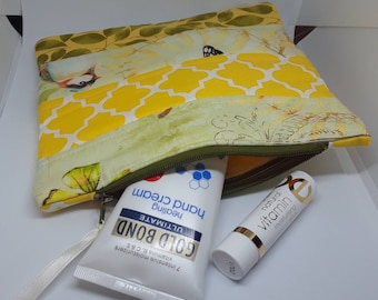 Zipper Pouch Quilted  Hand Made Make up Case Holder Clutch Purse Billfold Ready Made Pink