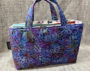 QUILTED Batik Fabric Tote Bible Book Anything Tote Bag Purse USA Handmade