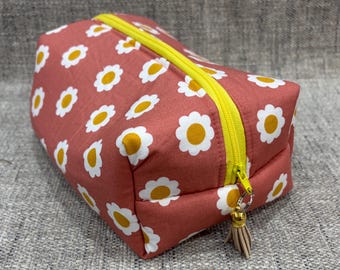 Foam BOXY Bag Fabric Zipper Pouch Personal Make up Ditty  Ready-Made