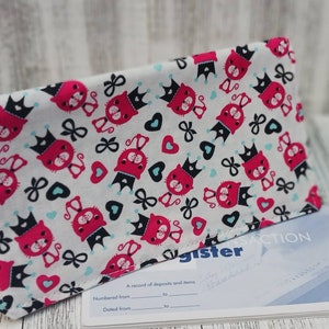 HEARTS CATS Imprimer CheckBook Cover Holder Coupon Wallet Clutch Purse Billfold USA Fait à la main Ready-Made