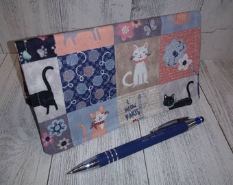 CATS Checkbook Cover Fabric Wallet Holder Debit Registry Clutch Purse Billfold Coupon Keeper