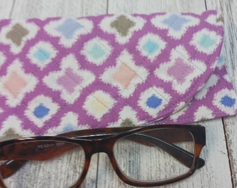 Fabric EYE GLASS Case Quilted PADDED Lining for Small Lens Frames Readers Reading Glasses