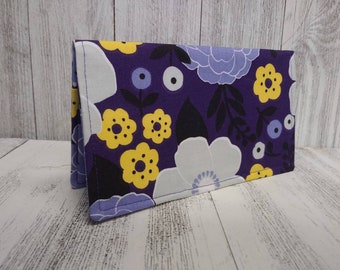 Fabric Check Book Cover Mod Floral Beauty Registry Wallet  Document Coupon Organizer Purse