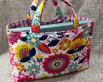 QUILTED Fabric Tote Bible Book Anything Tote Bag Purse USA Handmade