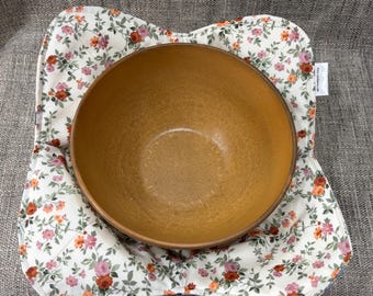 Fabric Bowl Cozy MEDIUM Size Reversible Quilted Microwave Hot Cold Food use Washable