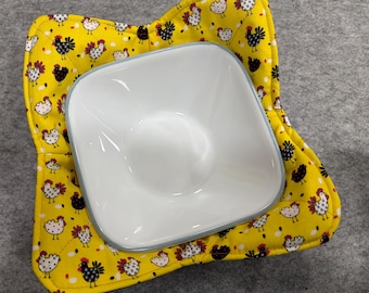 Fabric Bowl Cozy MEDIUM Size Reversible Quilted Microwave Hot Cold Food use Washable