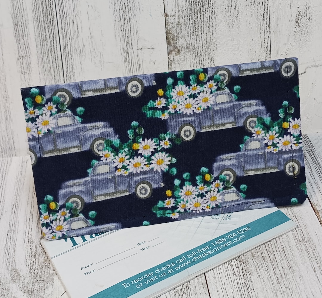 BLUE TRUCK Daisies Checkbook Cover Debit Registry Wallet Etsy
