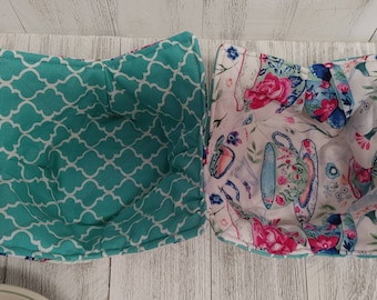 Microwave Bowl Cosy Tea Time Cup and Saucer Reversible Quilted Hot Food use Washable Set of 2