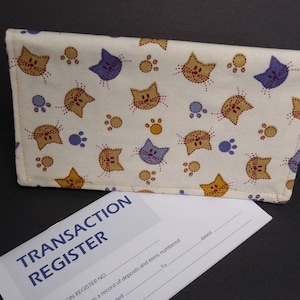 Scheckheft Cover Katzen Stoff WALLET Coupon-Halter Clutch Geldbörse Billfold USA Fertig Hand Made