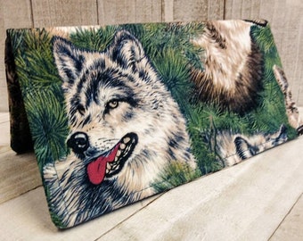 Wallet Debit Card Registry Coupon Holder Clutch Purse Billfold Ready Made WOLVES