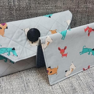 Cartera con diseño de perros y funda para chequera, cartera de mano, billetera de tela, porta cupones, registro de tarjetas de débito