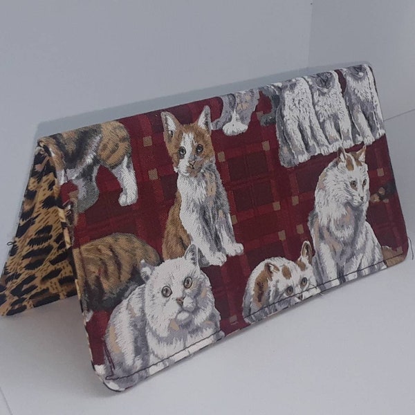 CAT Breeds WALLET Coupon Holder Clutch Purse Billfold Ready-Made Bordeaux Plaid