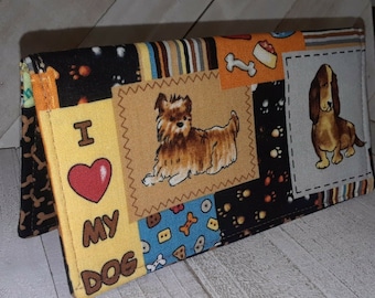 Dogs Checkbook Cover Card Holder Wallet Set Clutch Purse Billfold Coupon Keeper Ready-Made