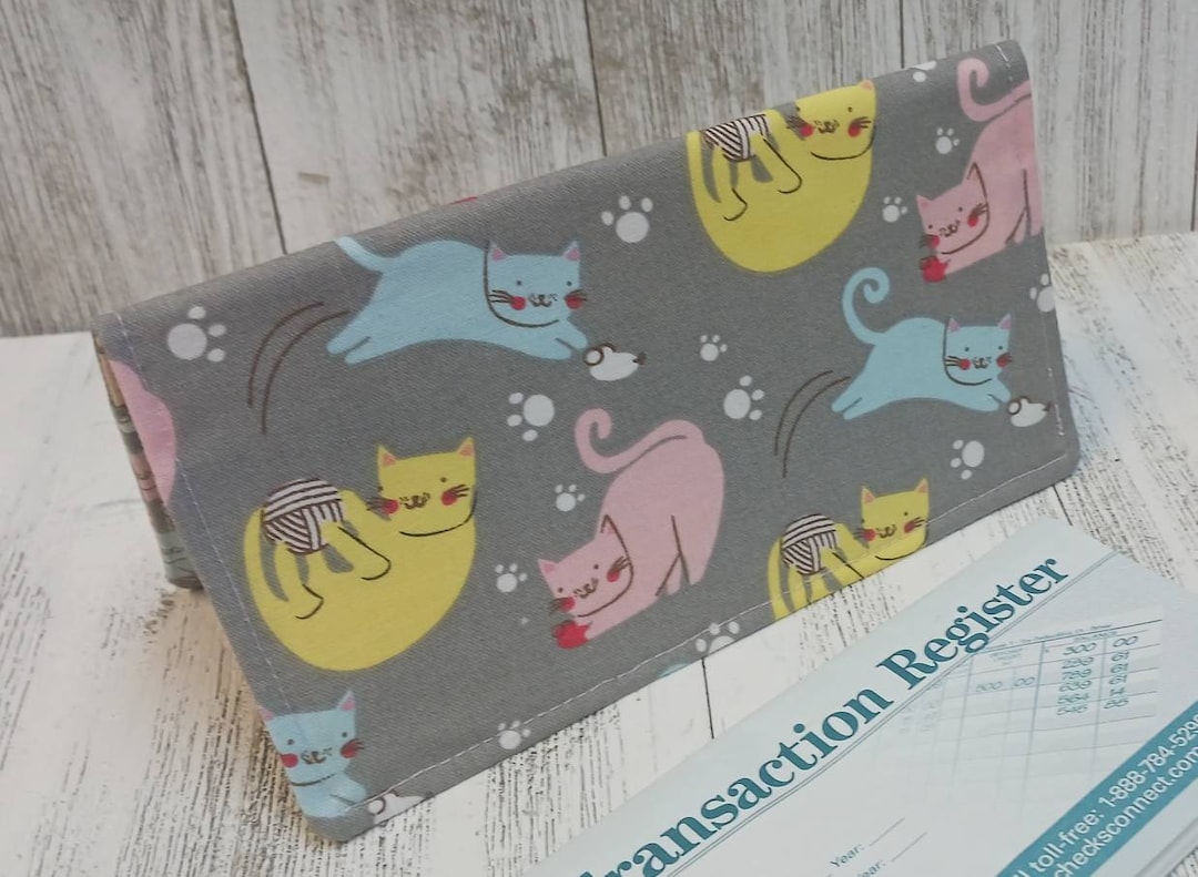 Cute CATS Checkbook Cover Coupon Holder Clutch Purse Billfold Etsy