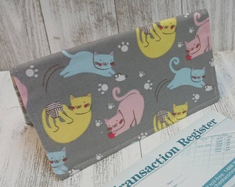 Cute CATS Checkbook Cover Coupon Holder Clutch Purse Billfold USA Ready-Made Hand Made