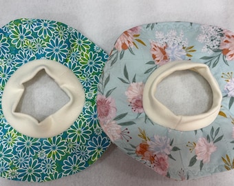 2 QUILTED Cat Bibs Size Small Cotton Stretch Rib Slip Over Turtle Neck Collar