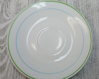 CORELLE by CORNINGWARE  Saucers Green and Blue Stripe Pattern Set of 4