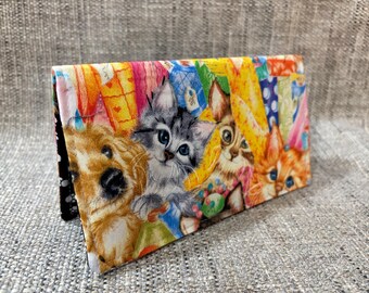 CATS Dogs Fabric Check Book Debit Registry Sewing Room